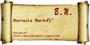 Bernula Markó névjegykártya